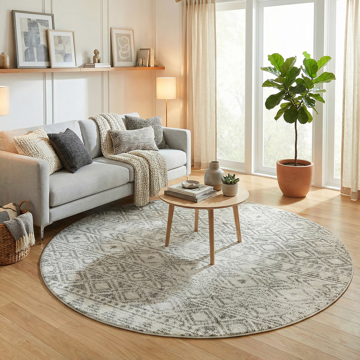 Oasis 456 Grey Round Rug