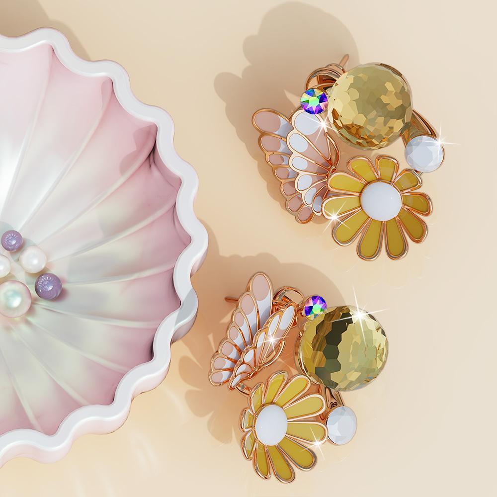 Krystal Couture Butterfly Floral Stud Earrings