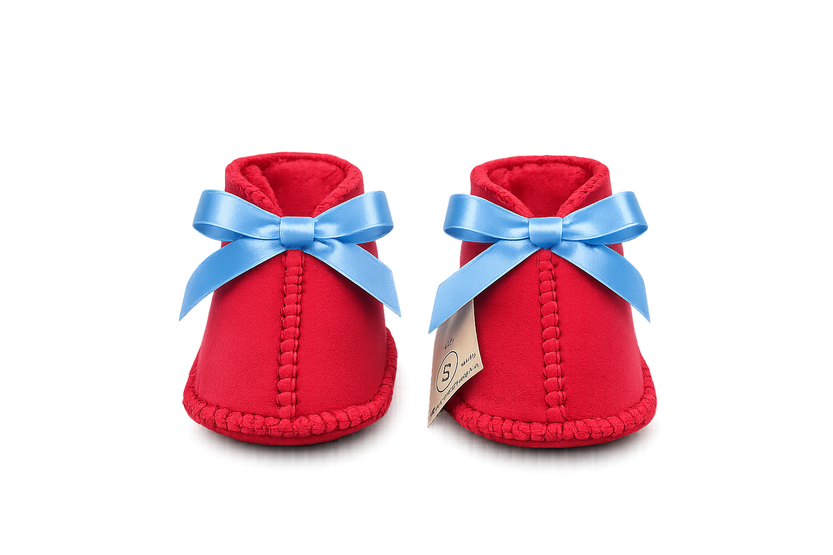 Australian Leather Ugg Infant Ribbon - Tomato Blue - Small