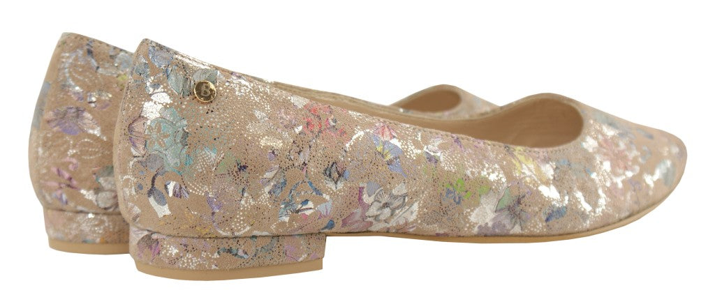 Bosccolo Womens Ballerina - Silver Flower/Beige