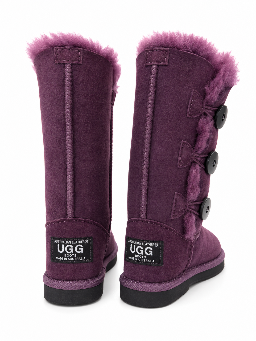 Australian Leather Ugg Kids 3Button Long - Purple - AU6