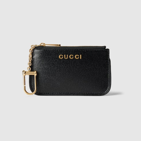 Gucci Gucci Scipt Logo Leather Wallet Key Chain - Black
