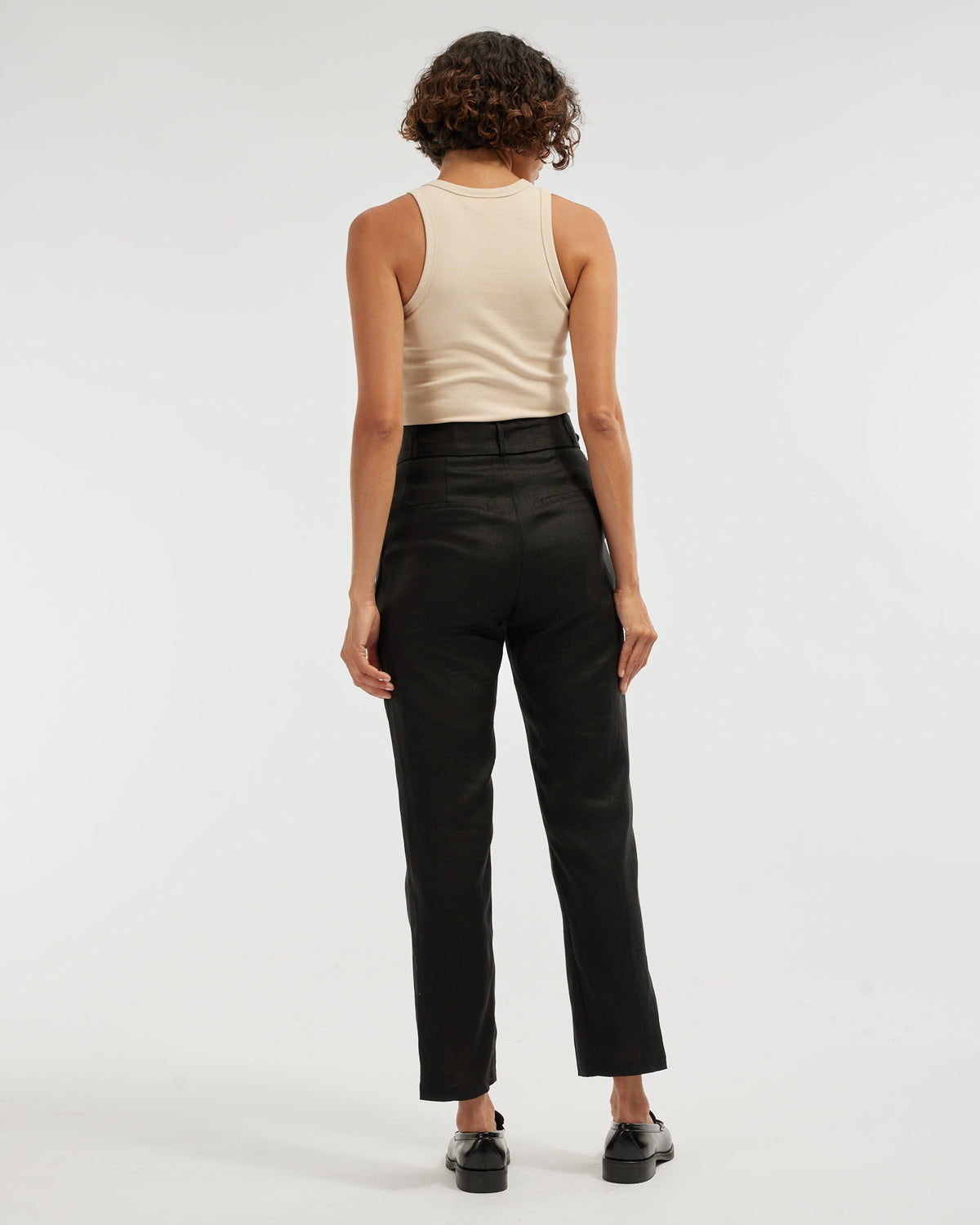 Amelius Azure Linen Pant - Black