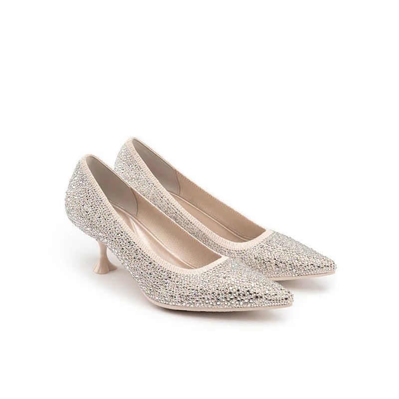 Cocktail Rhinestone Kitten Heels - Ivory