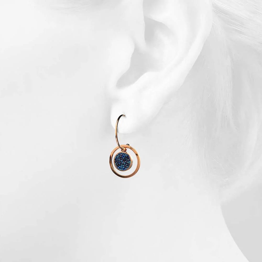 Bullion Gold Disc Drop Rose Gold Layered Earrings