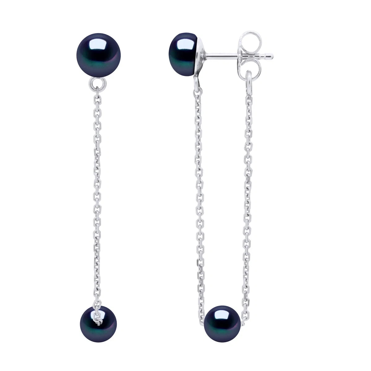 Drop Drop Earrings Freshwater Pearl Black 6-7mm