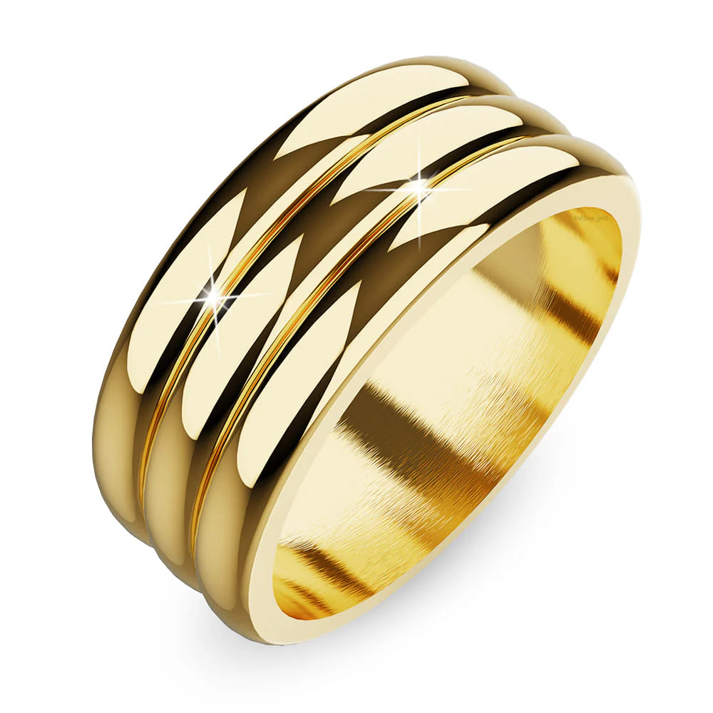 Bullion Gold Triad Circular Gleam Radiant Gold Layered Ring
