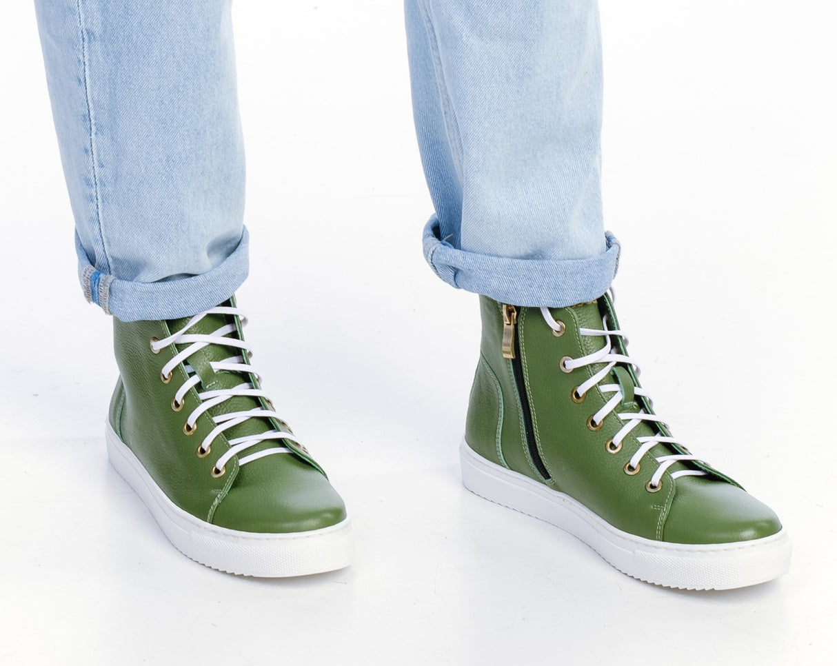 Bosccolo Womens Sneakers With Zipper - Green/White