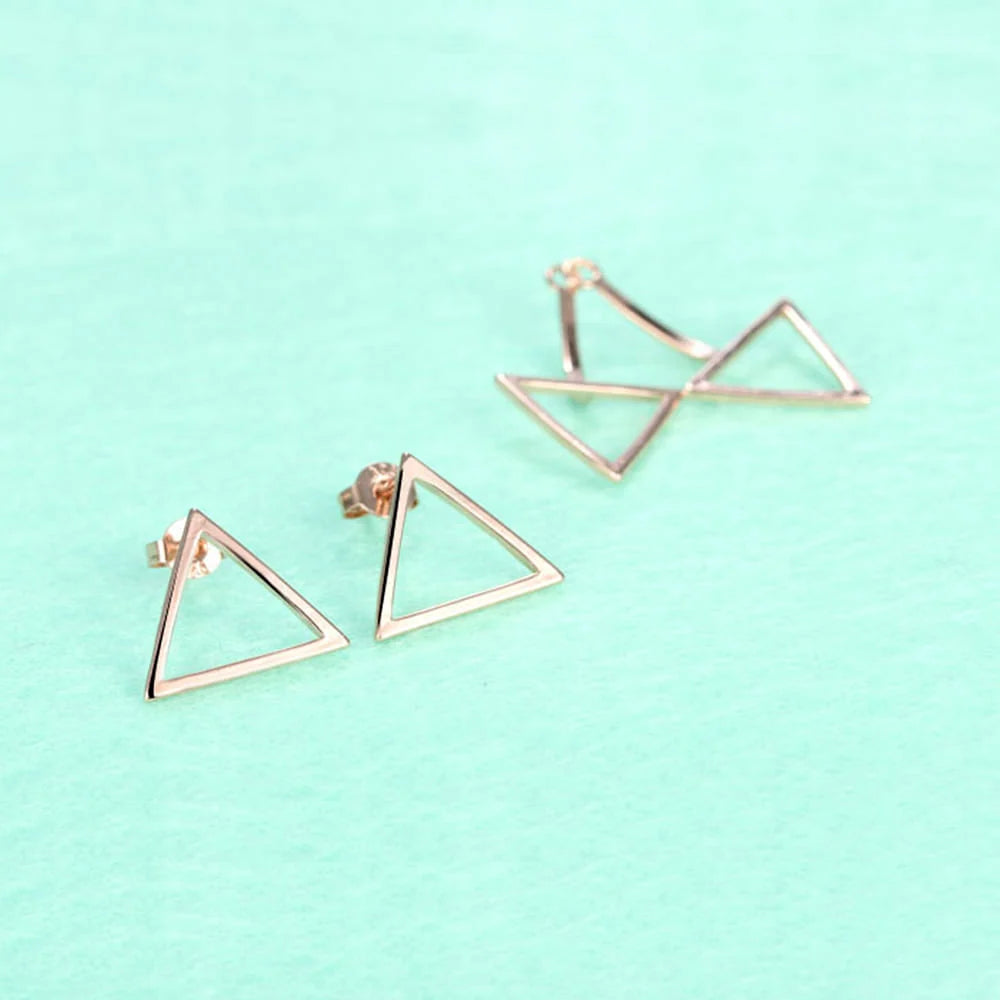 Bullion Gold Double Triangle Drop Earrings