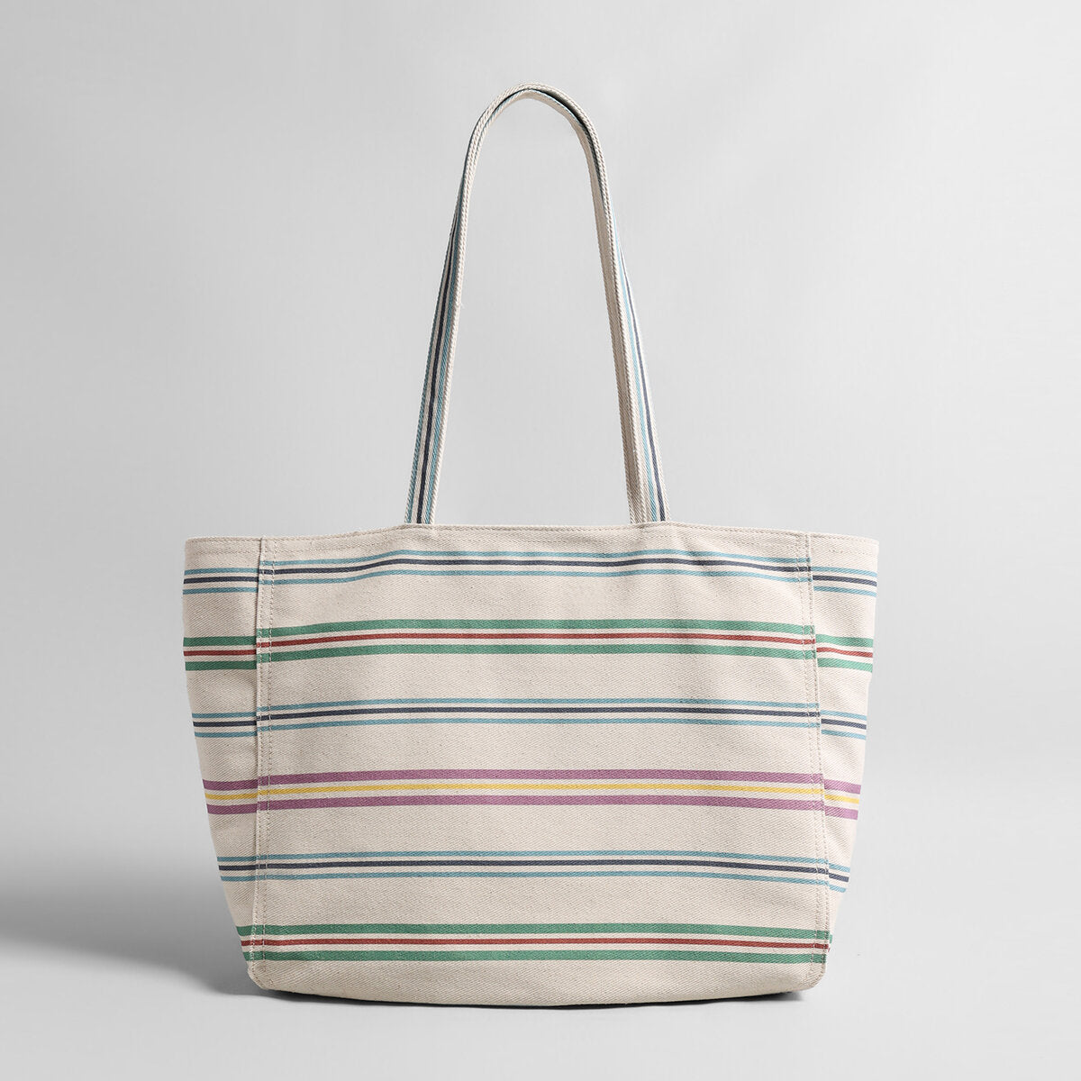Multicolor Stripe Canvas Tote Bag - Rainbow