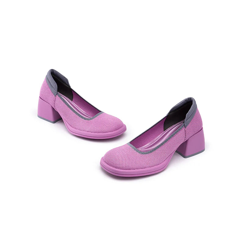 Vintage Square Toe Mary Jane Pumps - Fuchsia