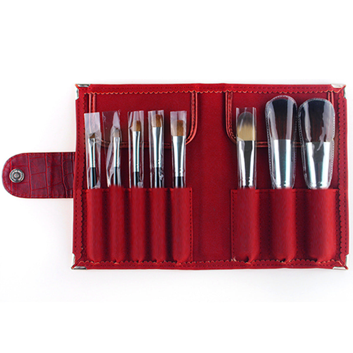 8 Piece Professional Makeup Brush Set Soft Bristle with Carry Case Red