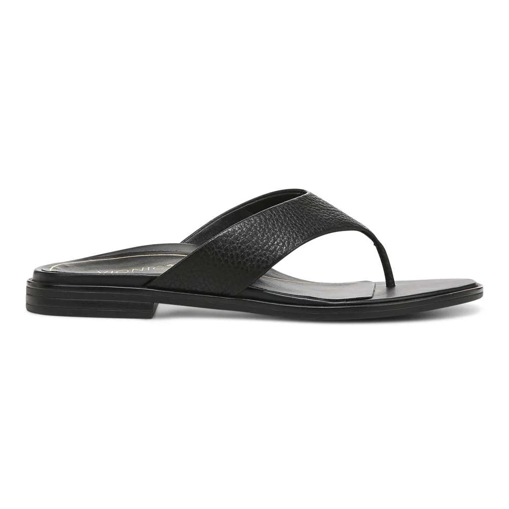 Vionic Agave Toe Post Sandal - Black Leather