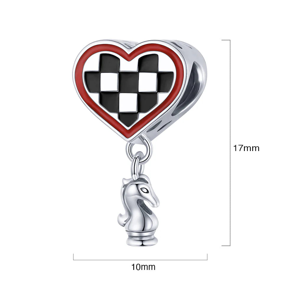 Solid 925 Sterling Silver In Love With Checkers Pandora Inspired Charm