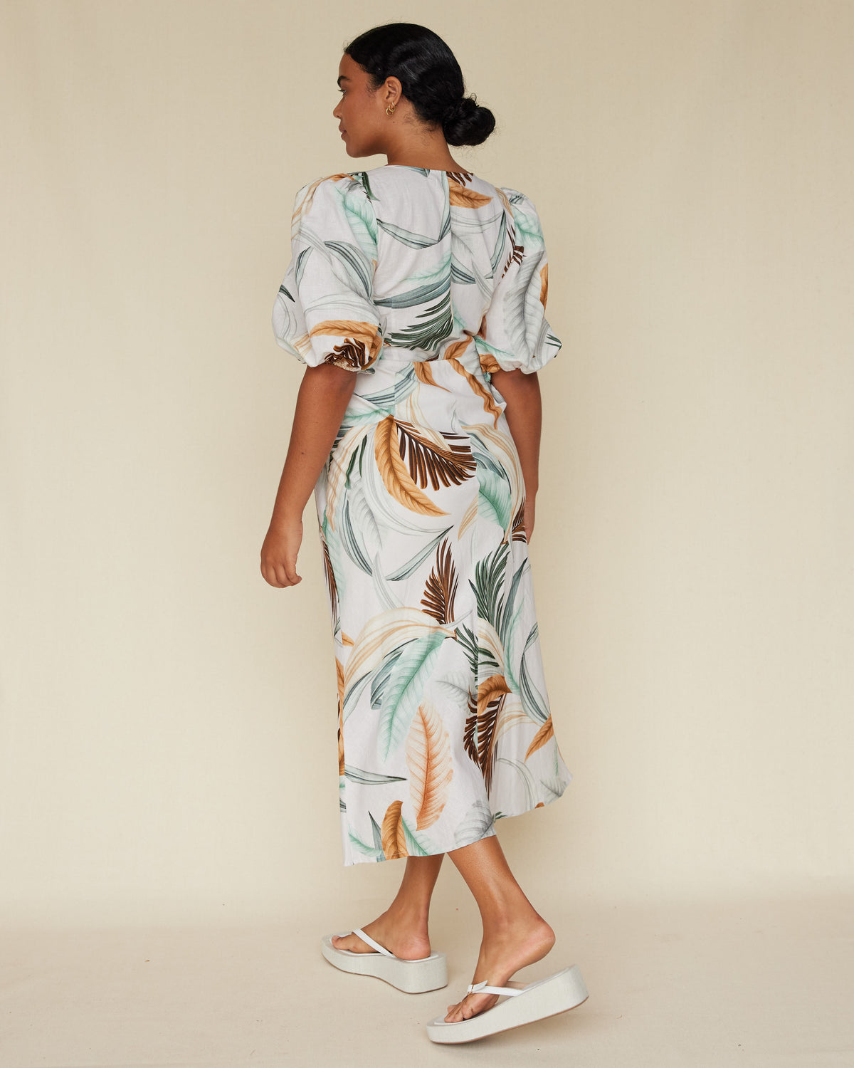 Amelius La Isla Linen Cocktail Dress - Nude Multi