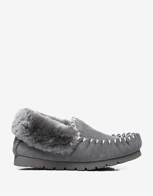 Popo Cow Suede Moccasin in Grey