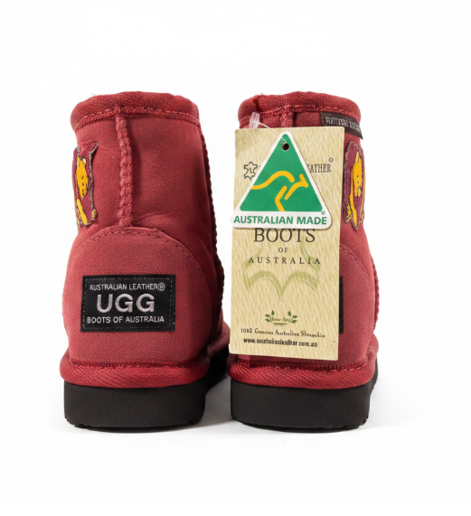Australian Leather Ugg Kids Winnie The Pooh Short - Maroon - AU8