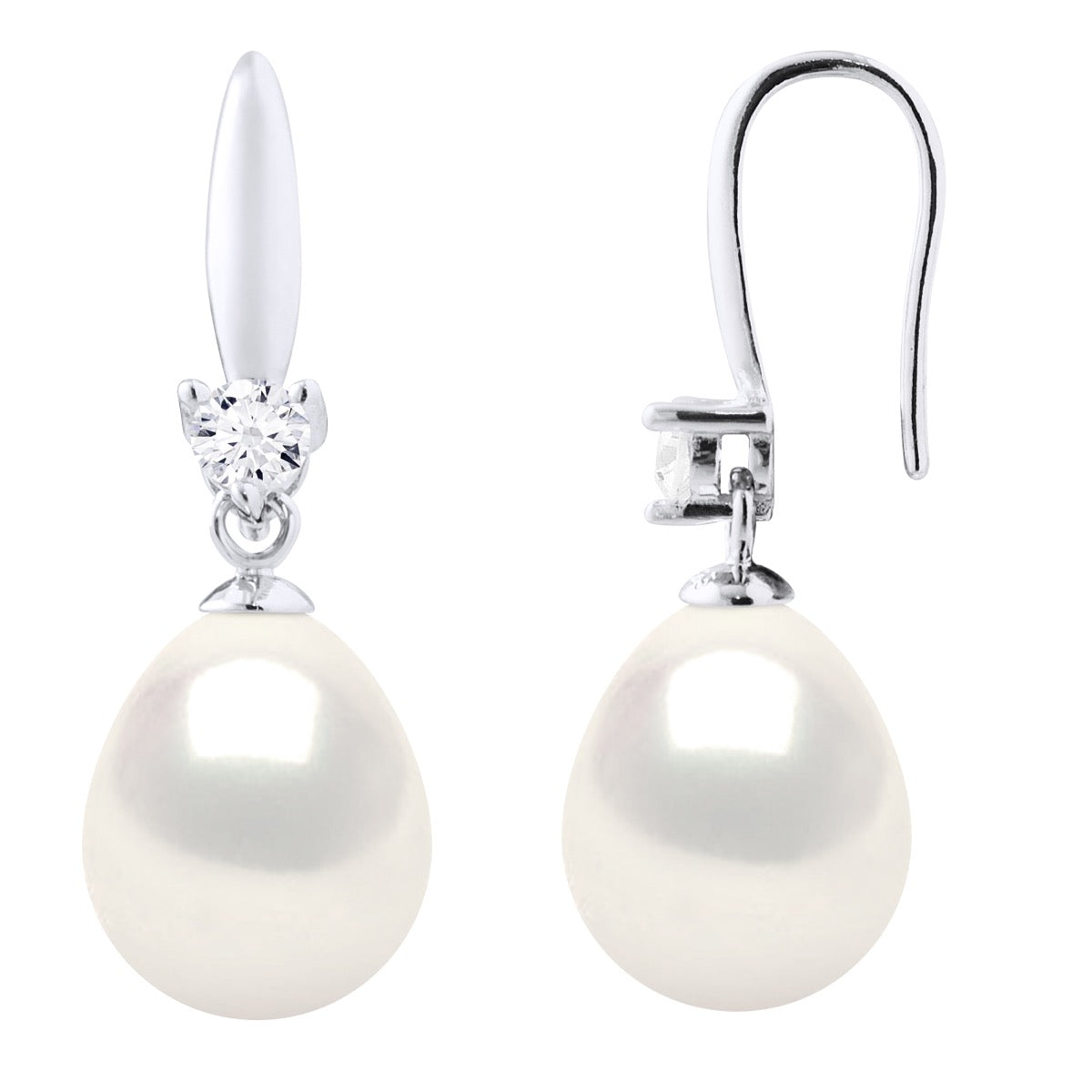 Earrings Silver 925 & Cubic Zirconia - Natural White - Longueur 18 cm