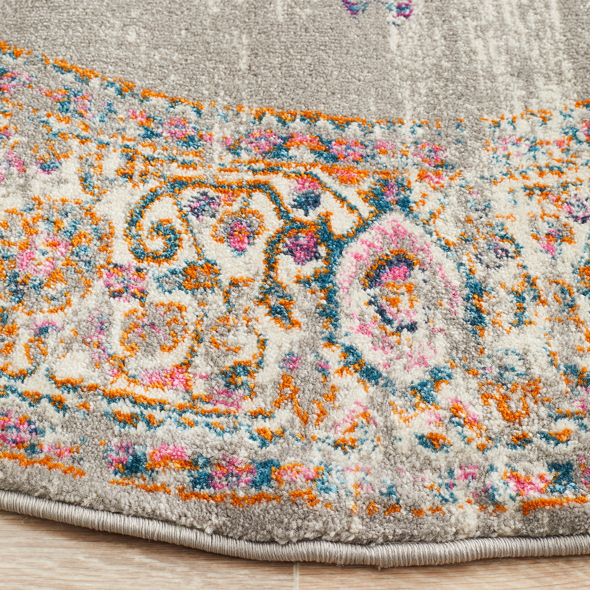 Babylon 211 Grey Round Rug