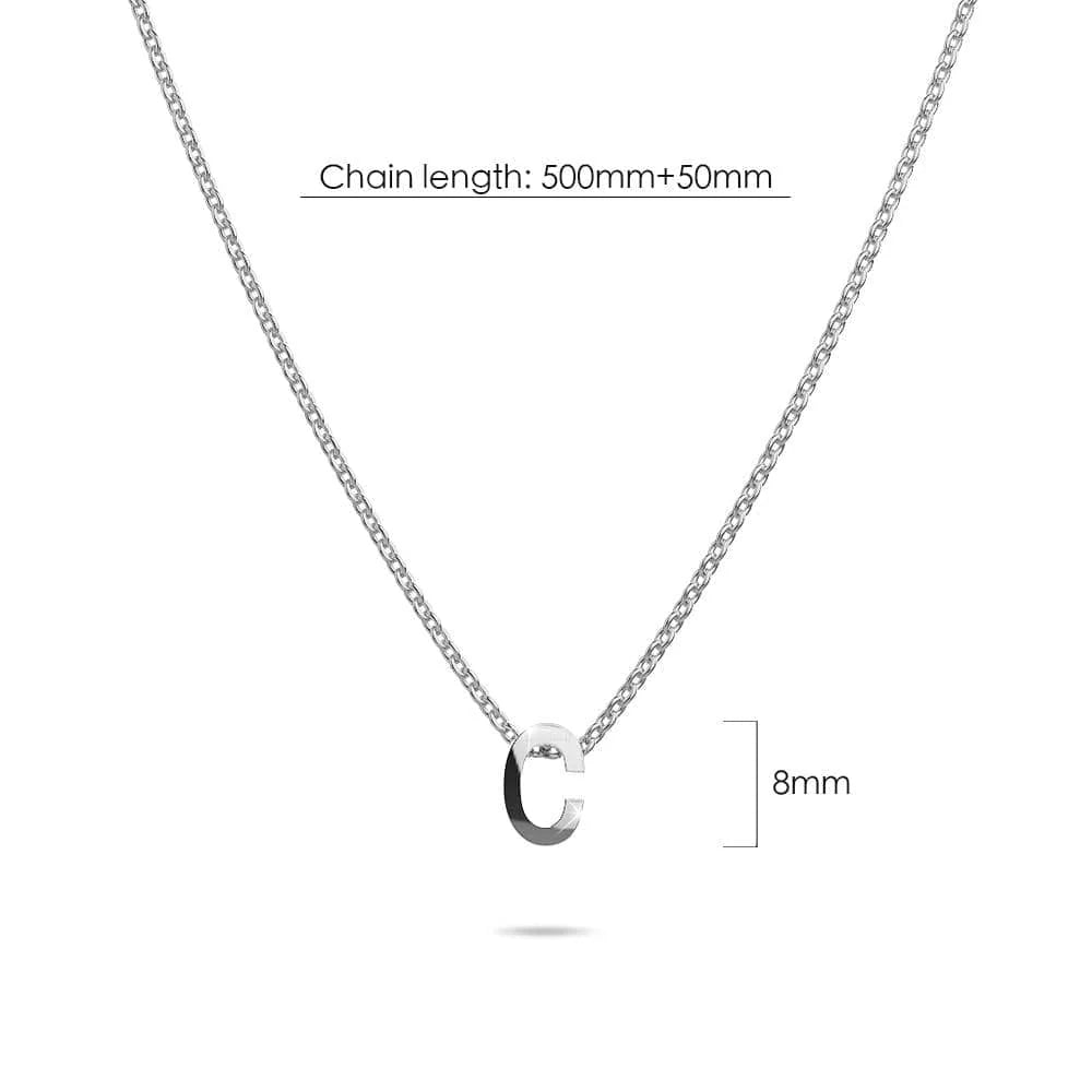 Bullion Gold Initials Brick Alphabet Letter Necklace White Gold Layered Steel Jewellery
