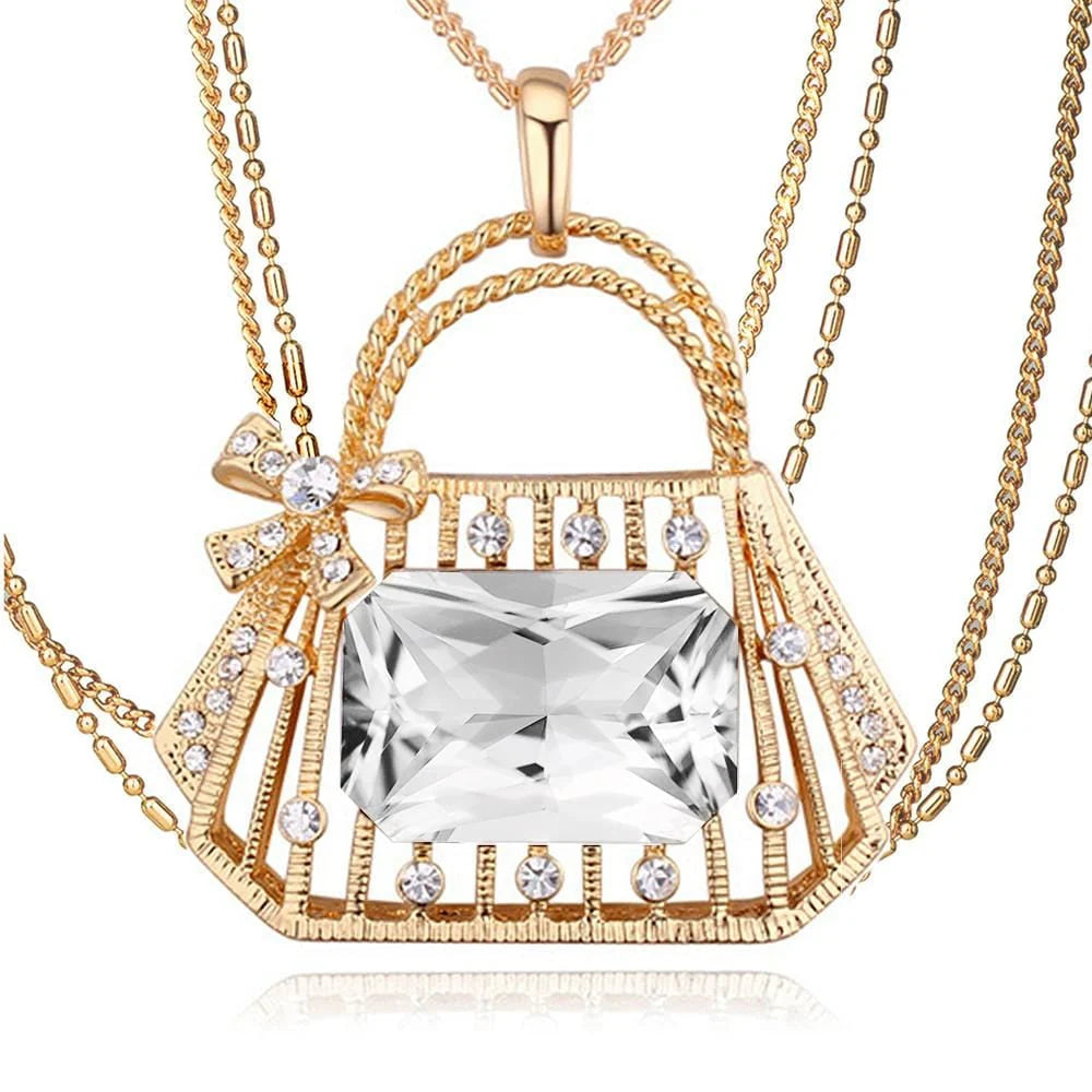 Krystal Couture Pamela Handbag Long Necklace Embellished with Swarovski Crystals