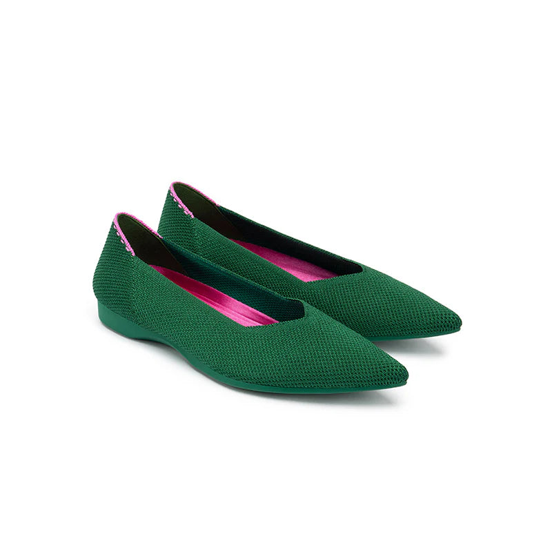 Charlotte Casual Pointed Toe Commuter Flats - Green