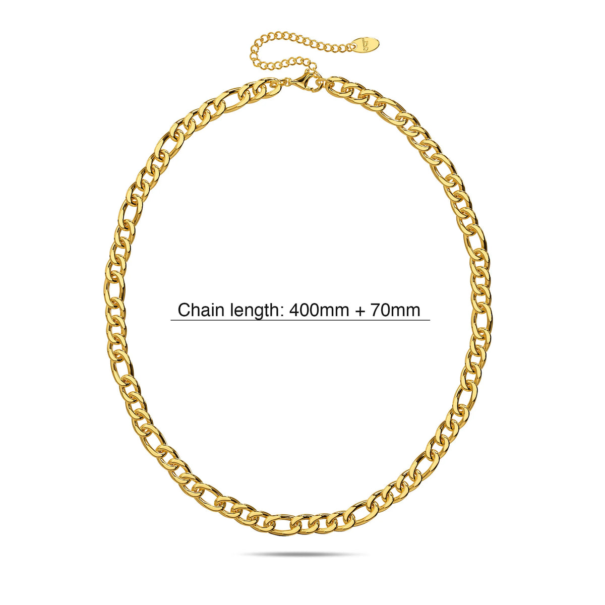 Bullion Gold Figaro Chain Link Gold Plated Necklace