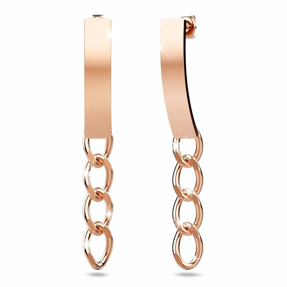 Bullion Gold Royal Chain Stud Earrings in Rose Gold