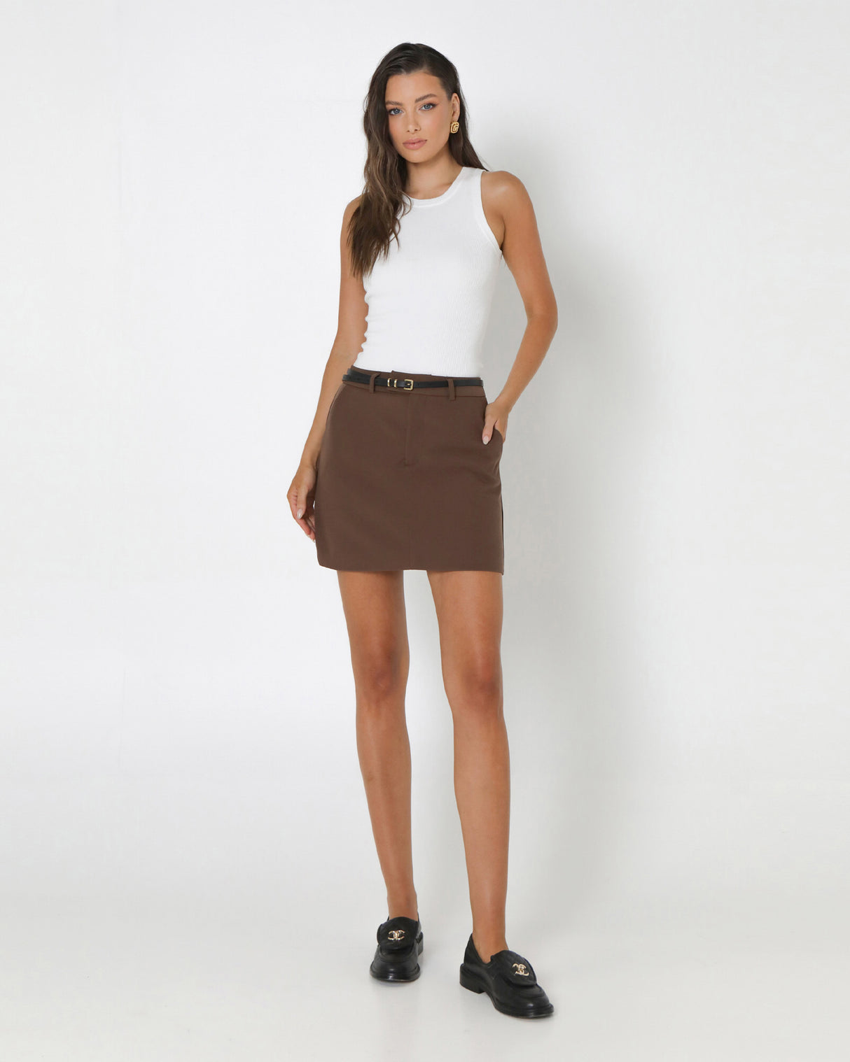 Madison The Label Collins Mini Skirt - Choc