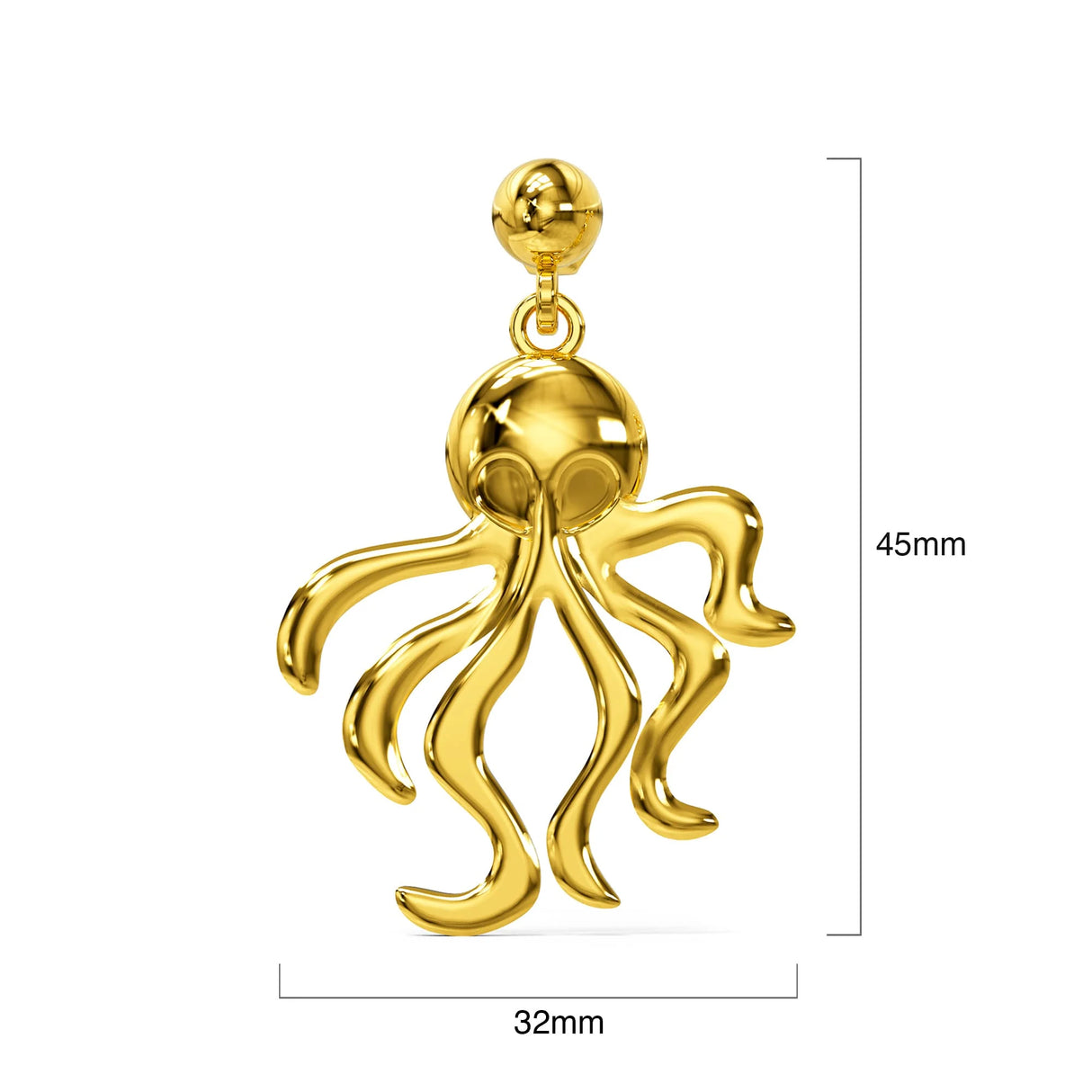 Bullion Gold Octopus Stud Earrings