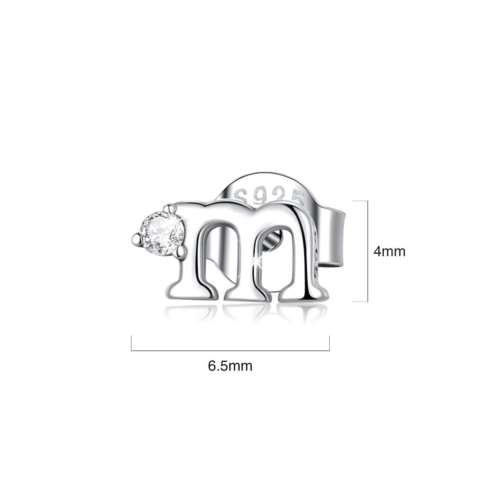 Solid 925 Signature Silver M&M Stud Earrings