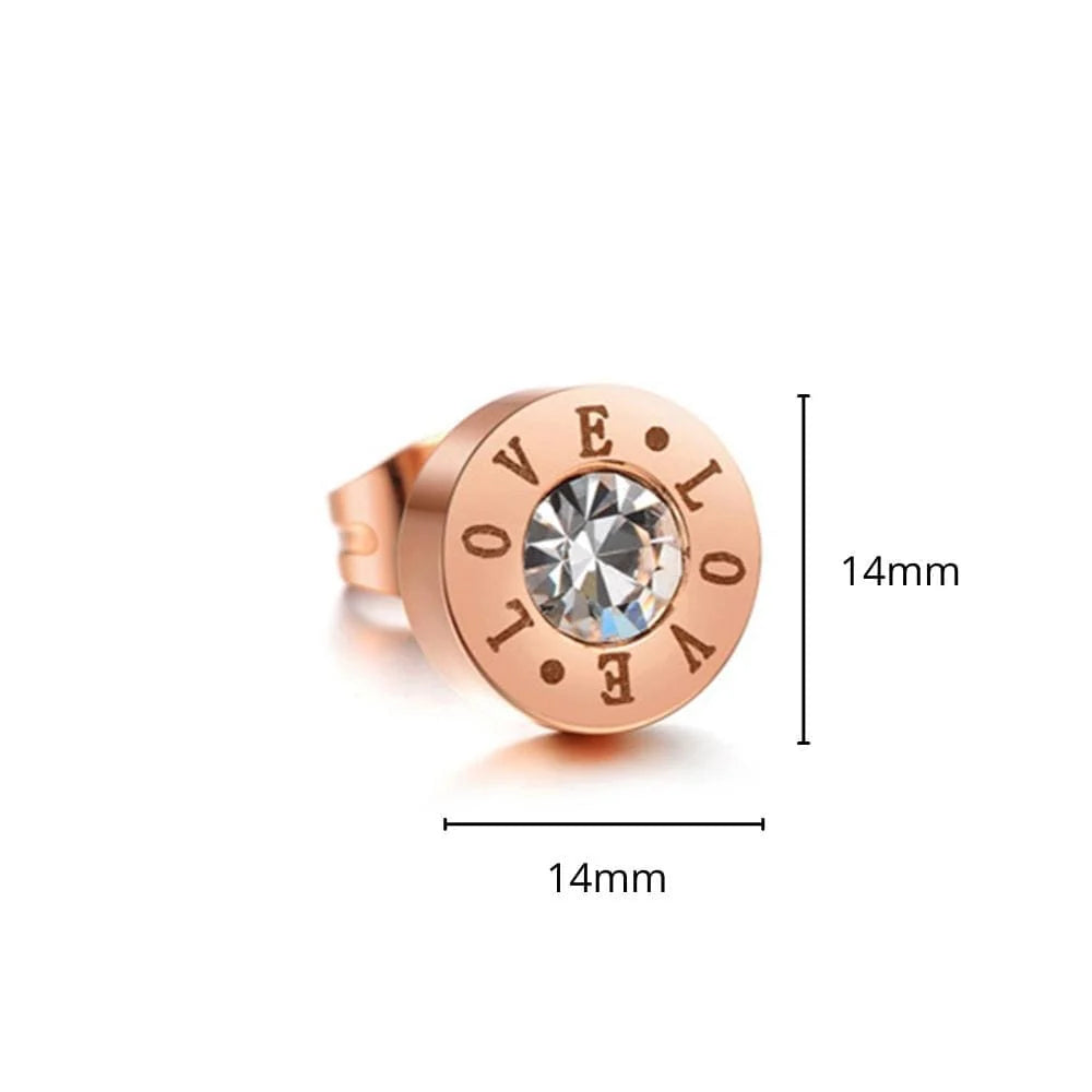 Bullion Gold Love Bezel Studs Rose Gold