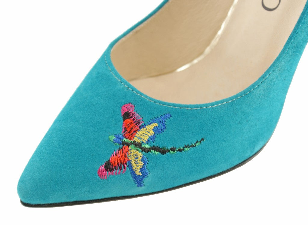 Bosccolo Womens Heels Embroidered - Turquoise