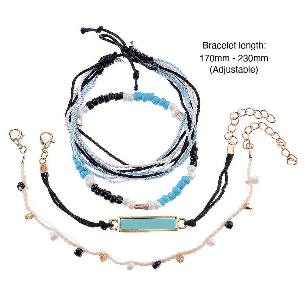Bohemian 4-Piece Charm Bead Bracelet Set