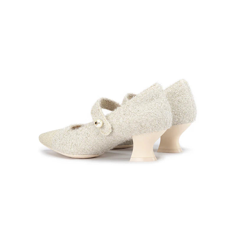 Vintage Pearl Strap Mary Jane Heels - Ivory