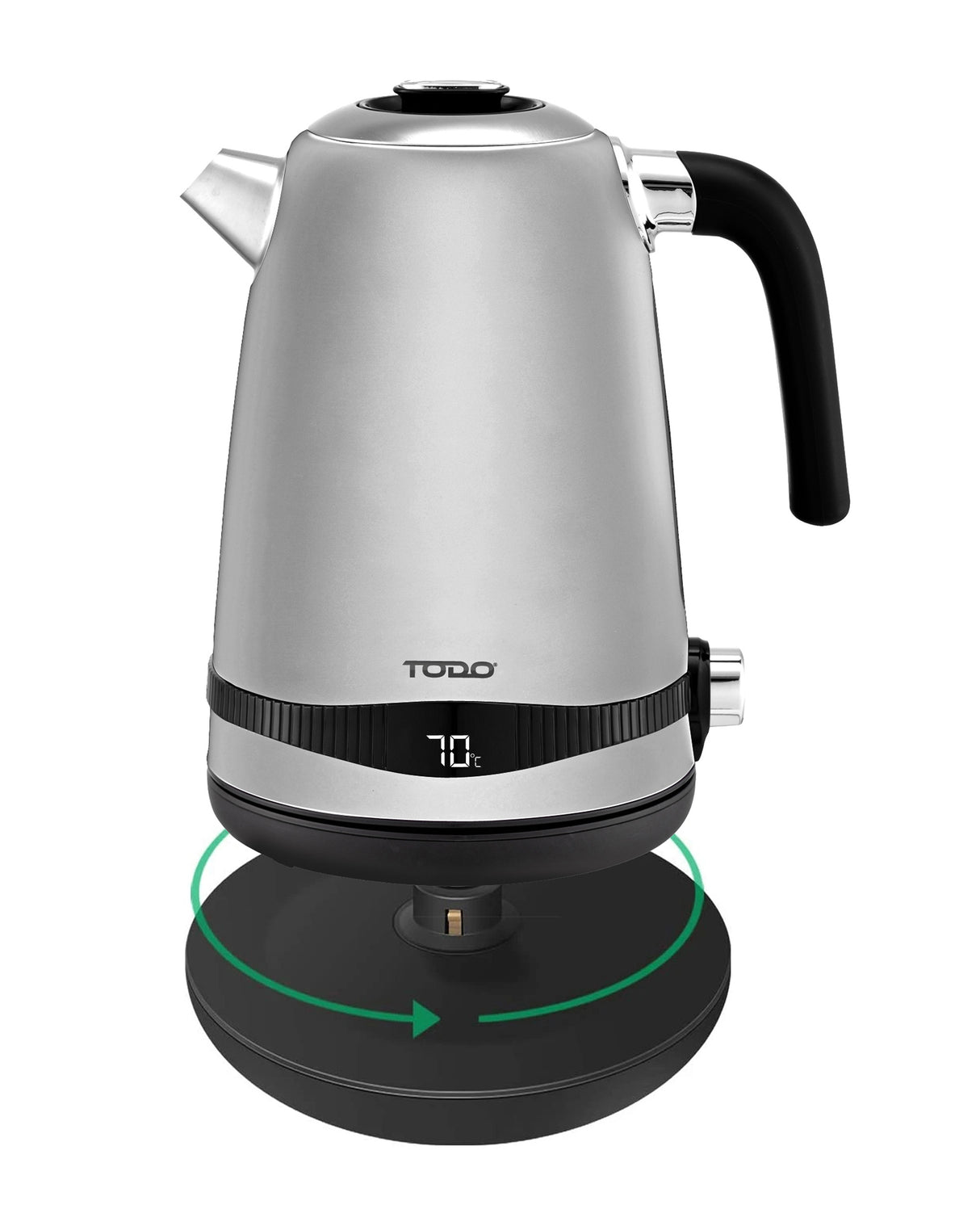 TODO 1.7L Stainless Steel Cordless Kettle Keep Warm Electric Led Water Jug - Silver