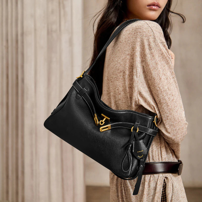 Nalandu Luxe Fortune Chime Slouch Shoulder Bag - Black