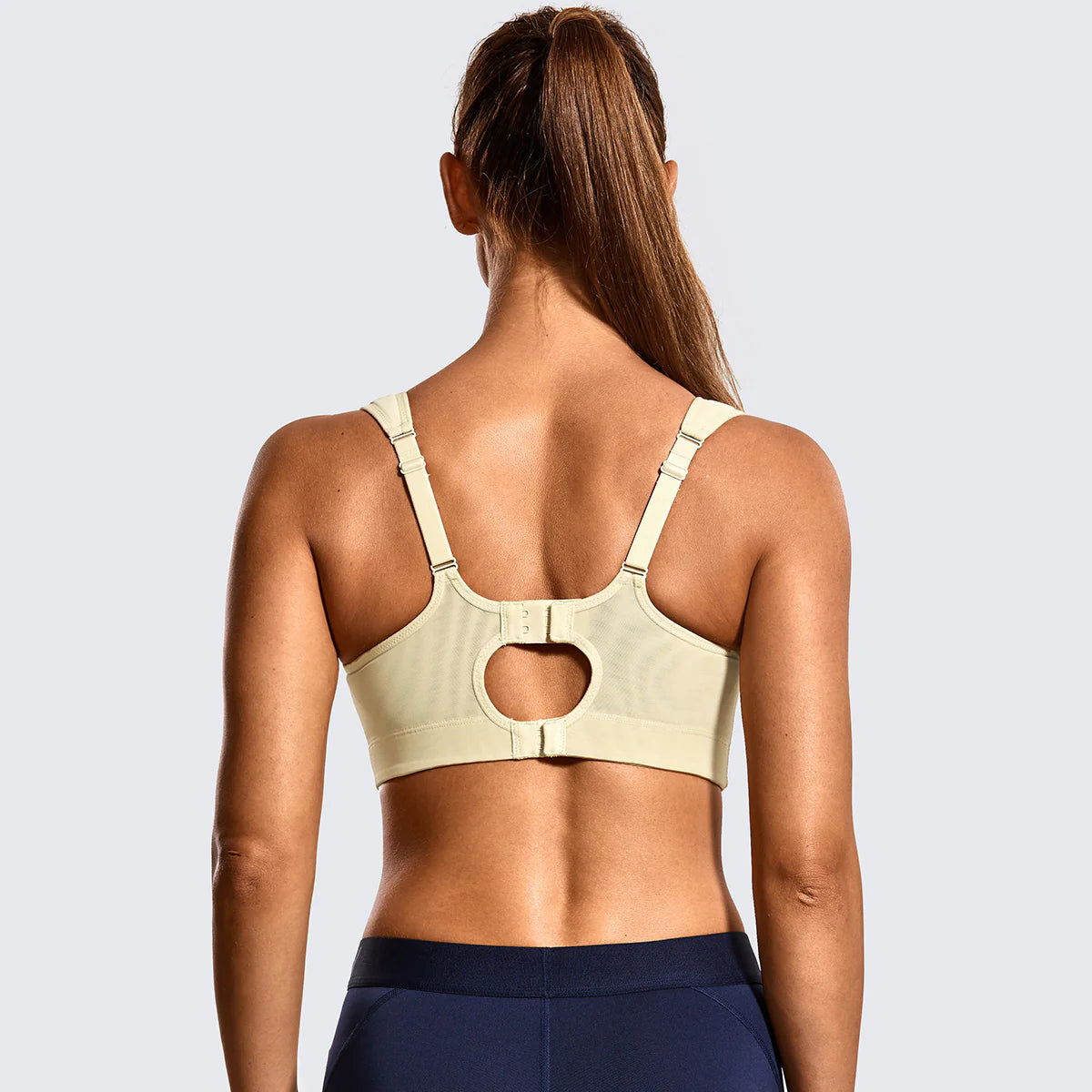 Quick Dry High Impact Padded Wireless Sports Bra - Beige