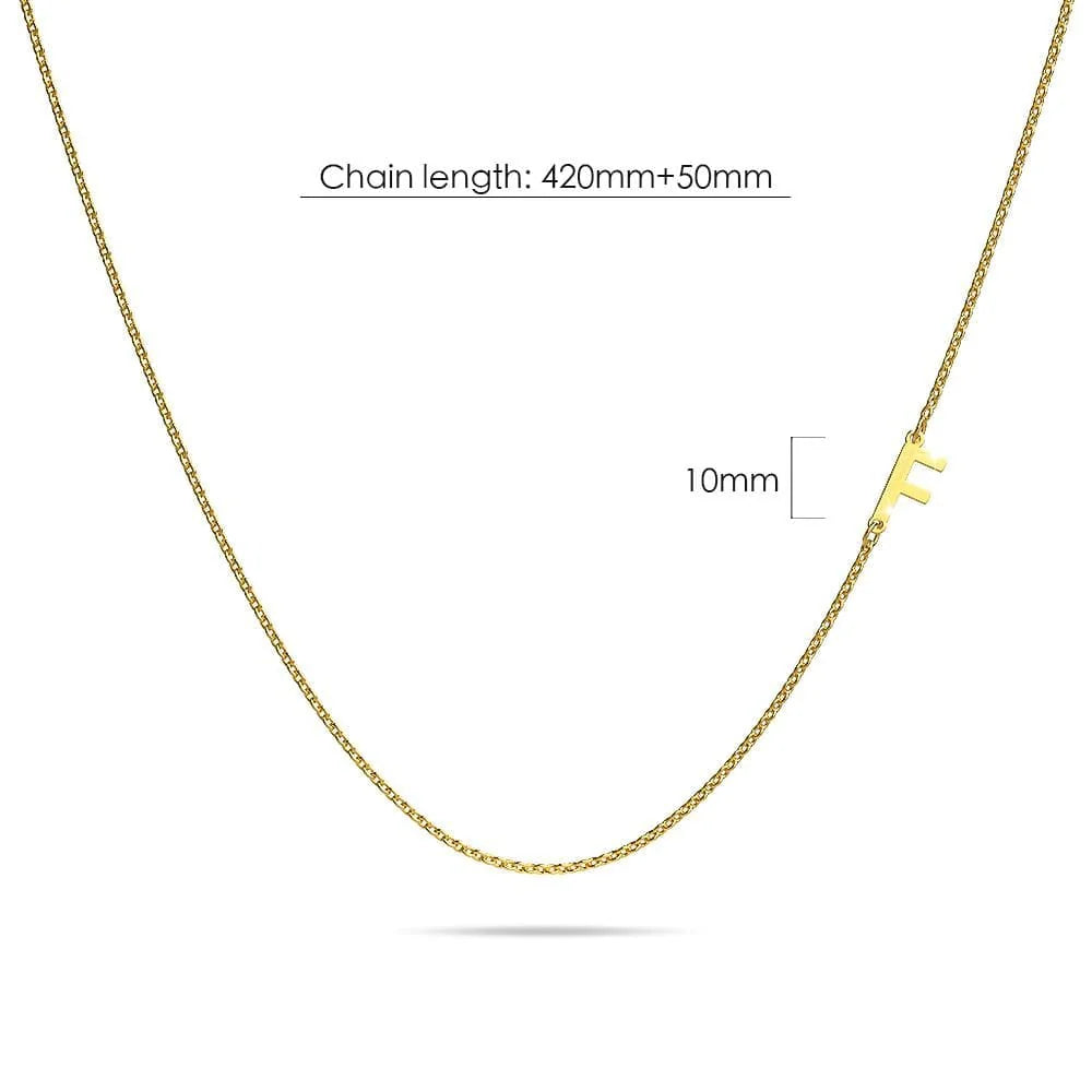 Bullion Gold Bold Alphabet Letter Initial Charm Necklace in Gold Tone