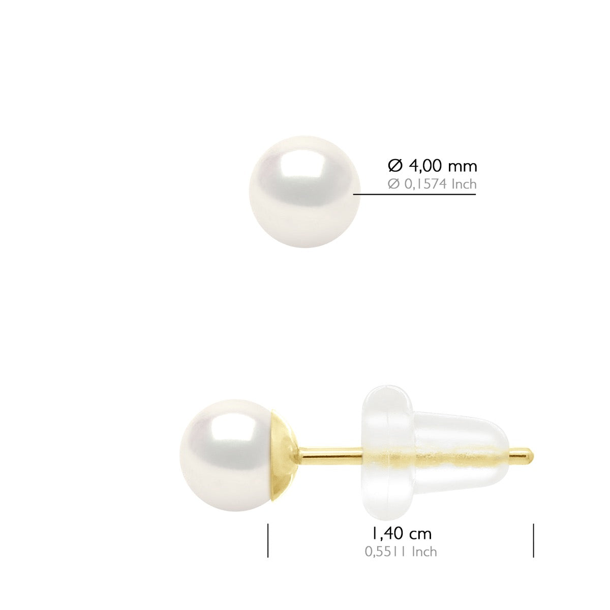 Earrings Yellow Gold 750 - Natural Pearl White - Longueur 42 cm