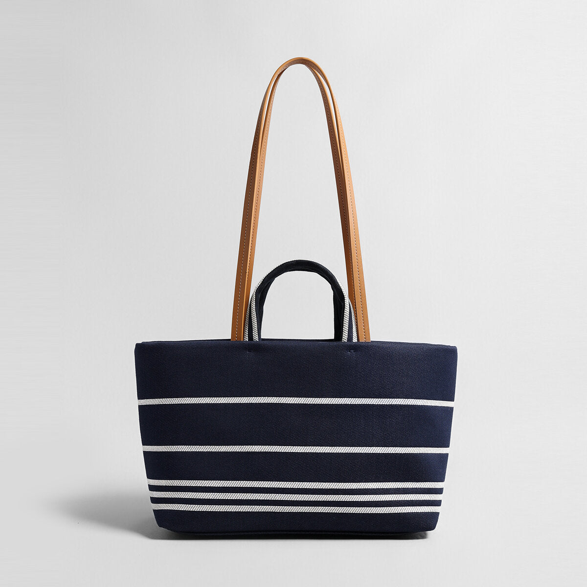 Nautical Striped Canvas Tote Bag - Navy