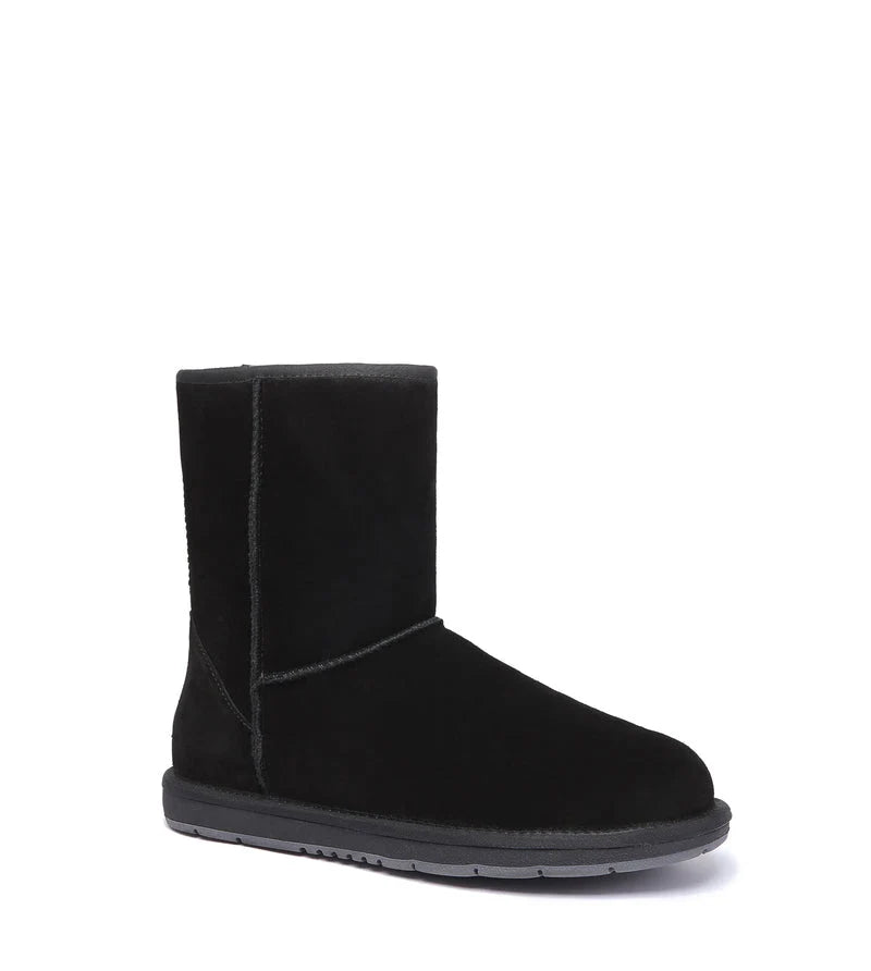 Short Classic Suede Boots in Black