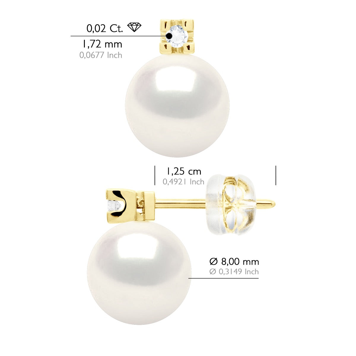 Earrings Prestige -Diamonds 0,04 Cts ( 2 X 0,02 Cts - Natural White - Height Earrings 12 mm