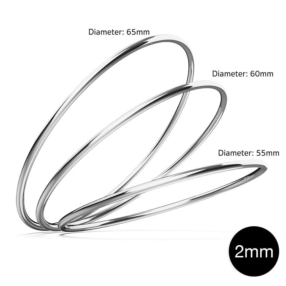 Bullion Gold Solid Golf Bangle 2mm Rhodium Layered
