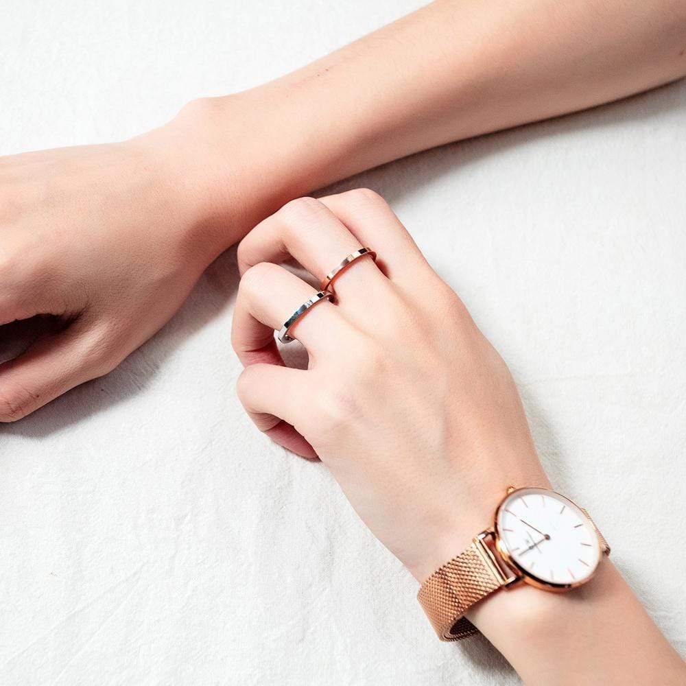 Bullion Gold Single Stone Modern Design White Gold Layered Ring