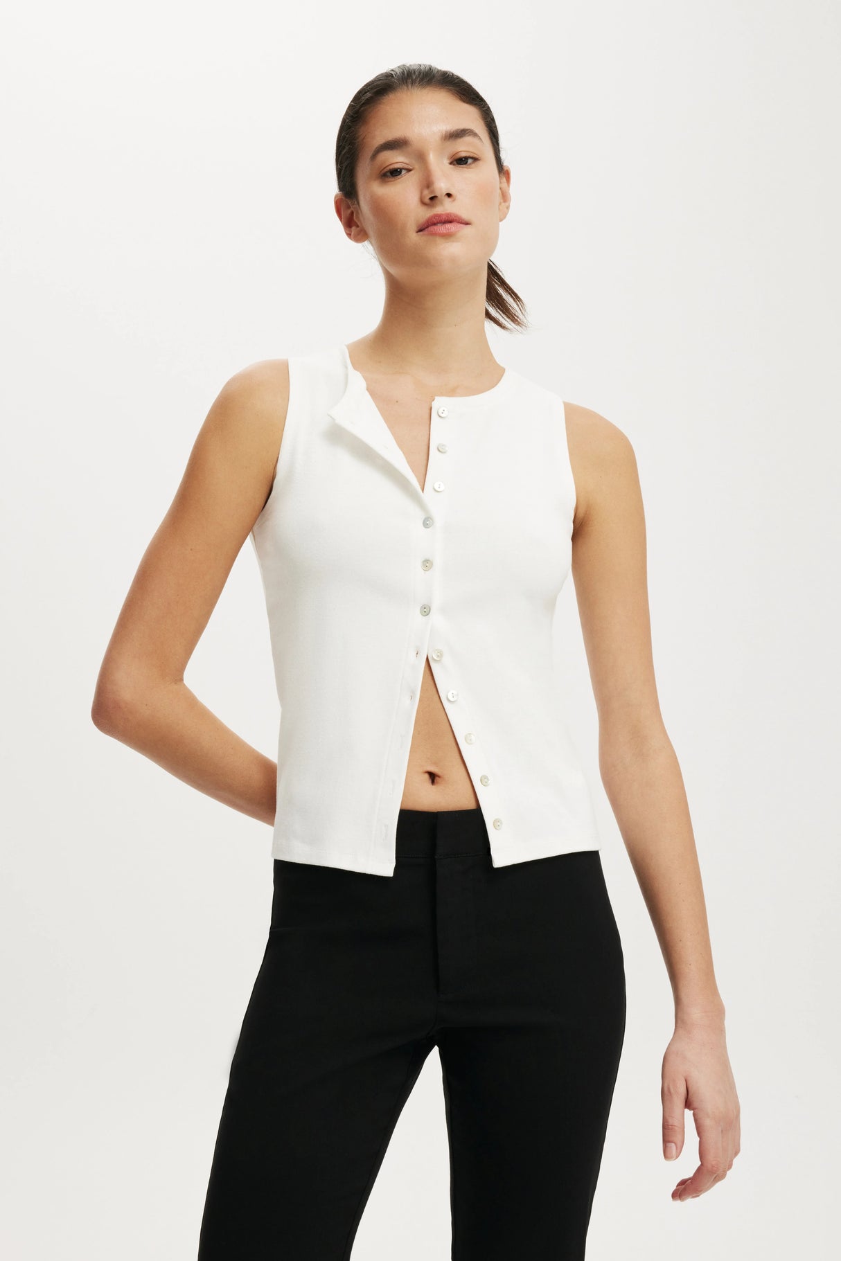 Cotton On Women's Bailey Button Detail Vest - Vintage White