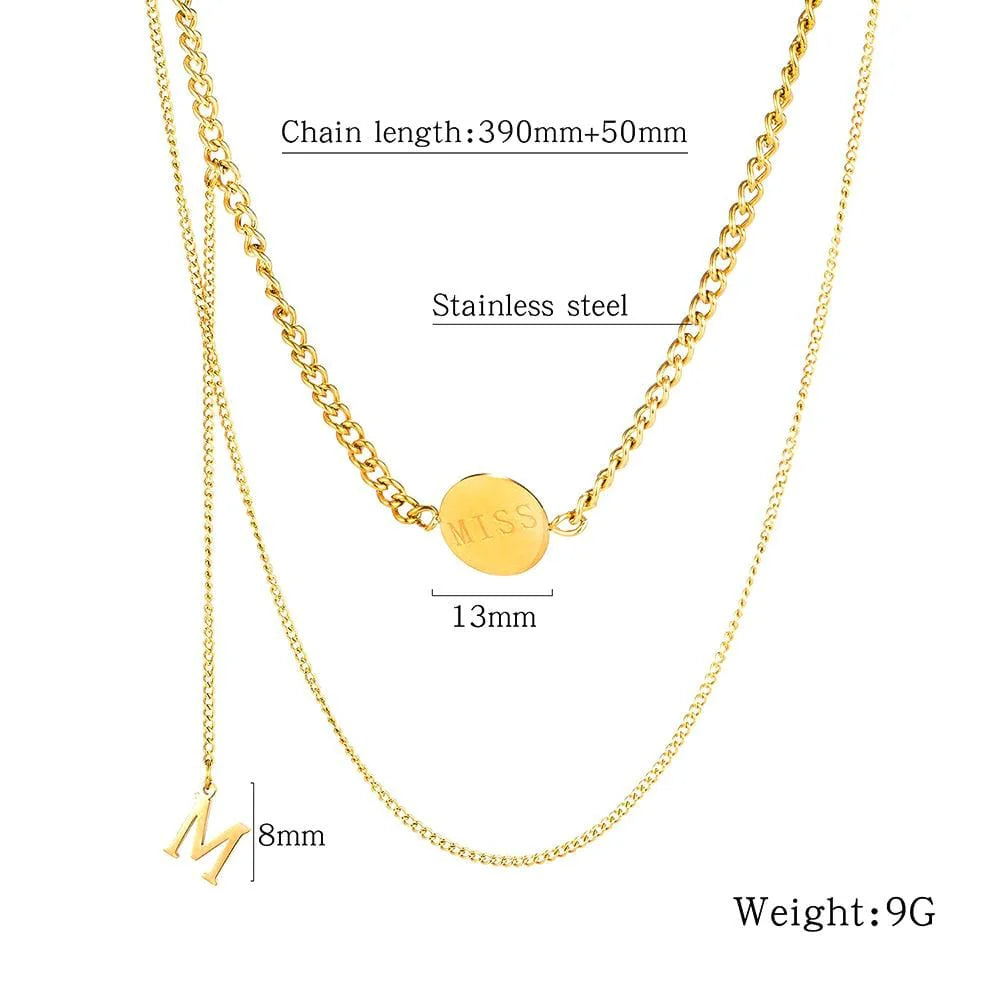 Bullion Gold Multilayer 2 piece Miss M Necklace in Gold Layered Steel Jewellery