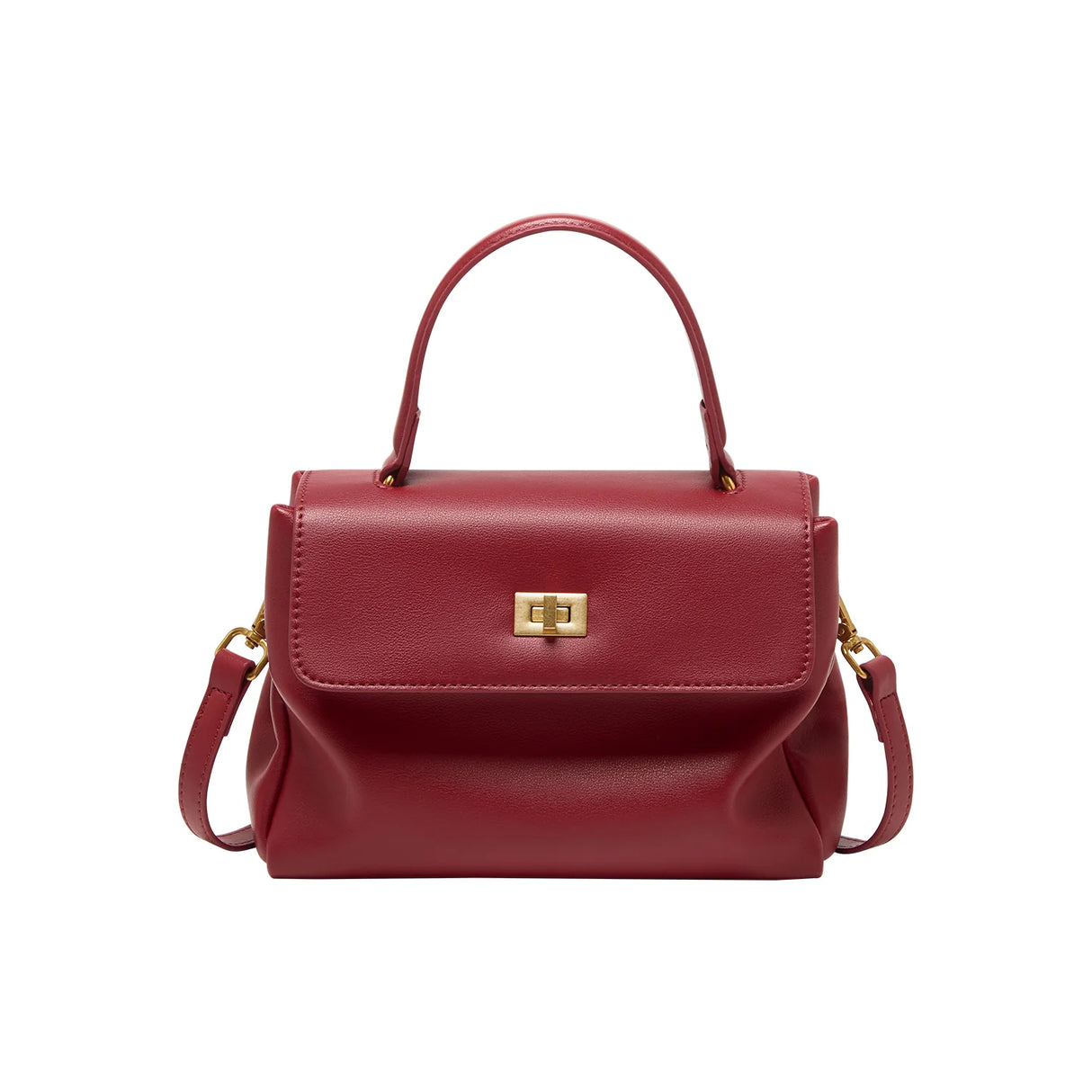 Nalandu Elegant Leather Satchel Bag - Red