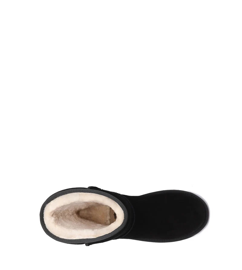 Short Classic Suede Boots in Black
