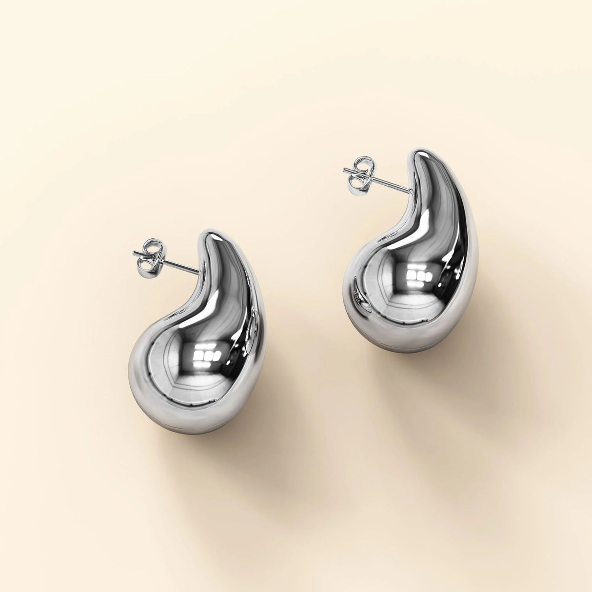 Bullion Gold Raindrop White Gold layered Stud Earrings
